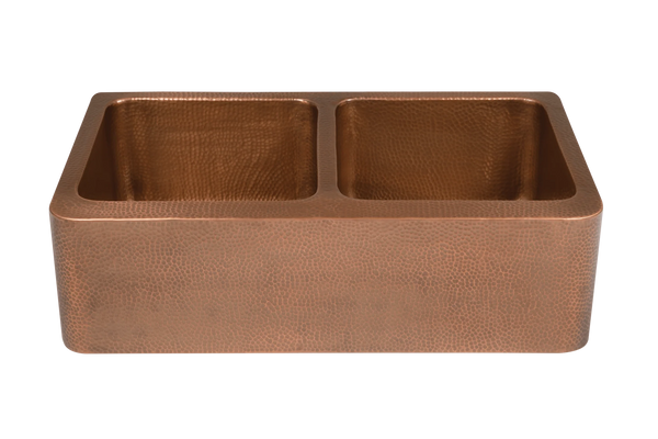 Hammered Copper Double Butler Sink