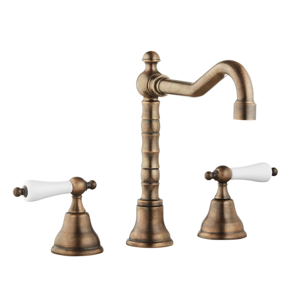 Three Hole Lever Taps English Spout - Cross Handle