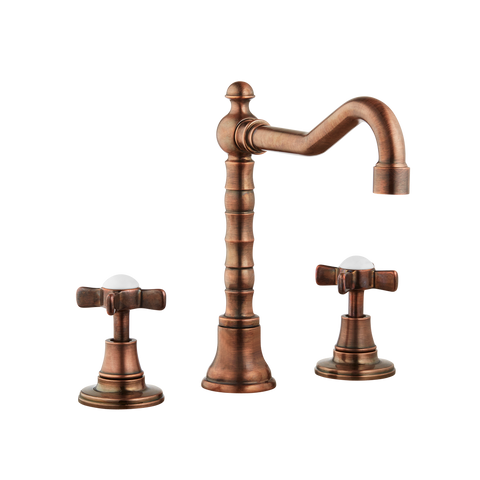 Three Hole Lever Taps English Spout - Cross Handle