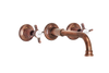 Wall Basin Three Hole Lever Taps with Basin Spout - Cross Handle