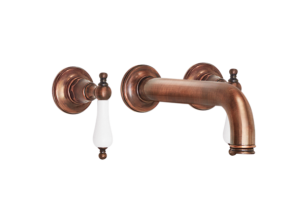 Wall Three Hole Lever Taps With Bath Spout - Metal Lever