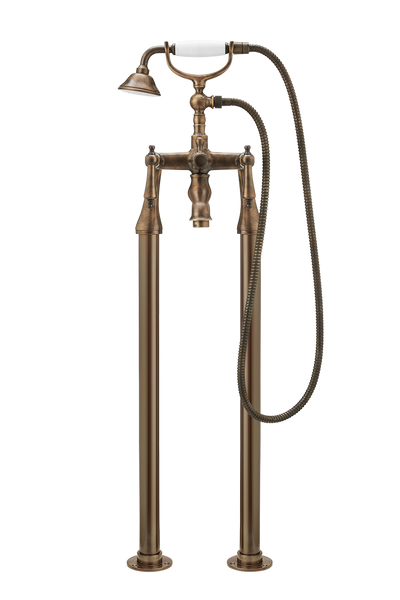Bath Shower Mixer On Pipe Stands - Porcelain