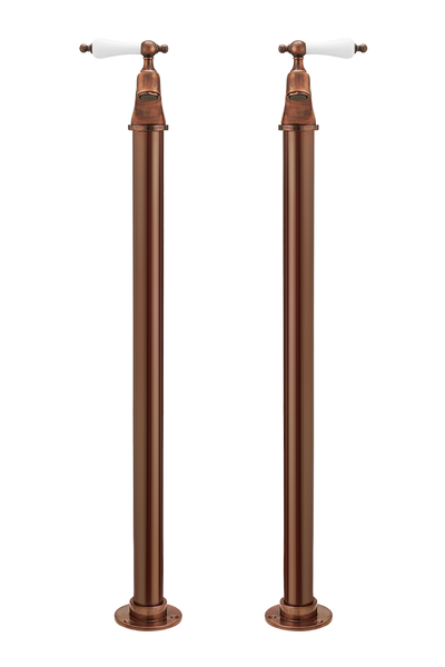 Bath Pillar Taps On Pipe Stands - Cross Handle