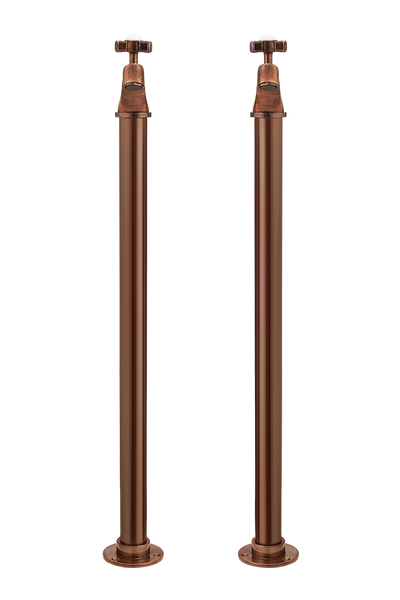 Bath Pillar Taps On Pipe Stands - Cross Handle