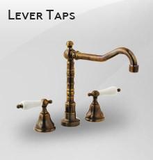 Three Hole Lever Taps English Spout - Metal Lever - Rubbed Bronze / Metal Lever / English Spout